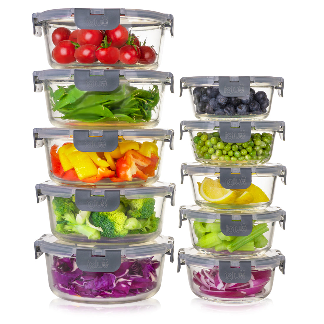 Glas ROUND Mahlzeit Vorbereitung Container - 10 Pack