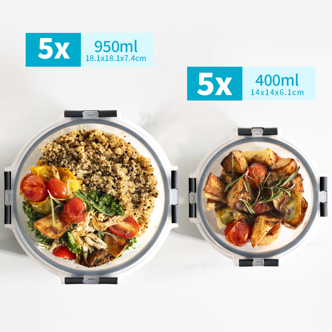 Glas ROUND Mahlzeit Vorbereitung Container - 10 Pack