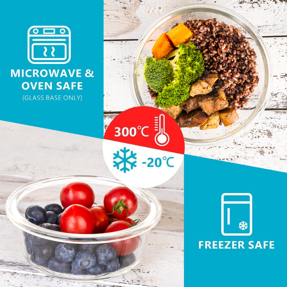 Glas ROUND Mahlzeit Vorbereitung Container - 10 Pack