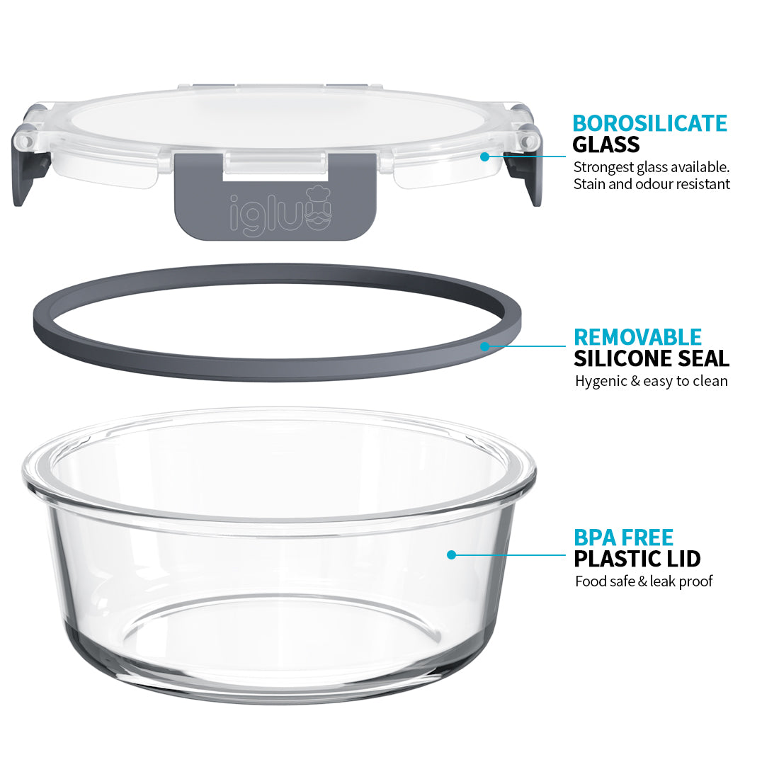 Glas ROUND Mahlzeit Vorbereitung Container - 10 Pack