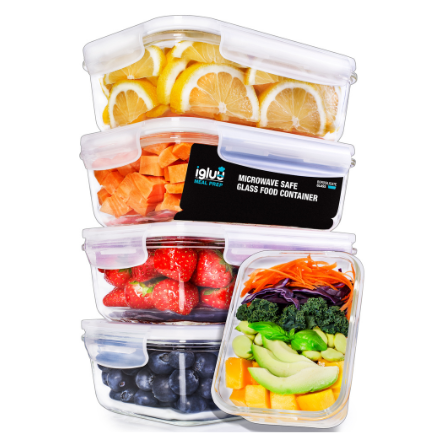 1 Fach Glas Mahlzeit Vorbereitung Container mit Dampf Vent Deckel - 5 Pack + 1 Ersatz-Deckel