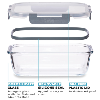 Glass Food Storage Containers with Airtight Lids - 1520ml - 3 Pack