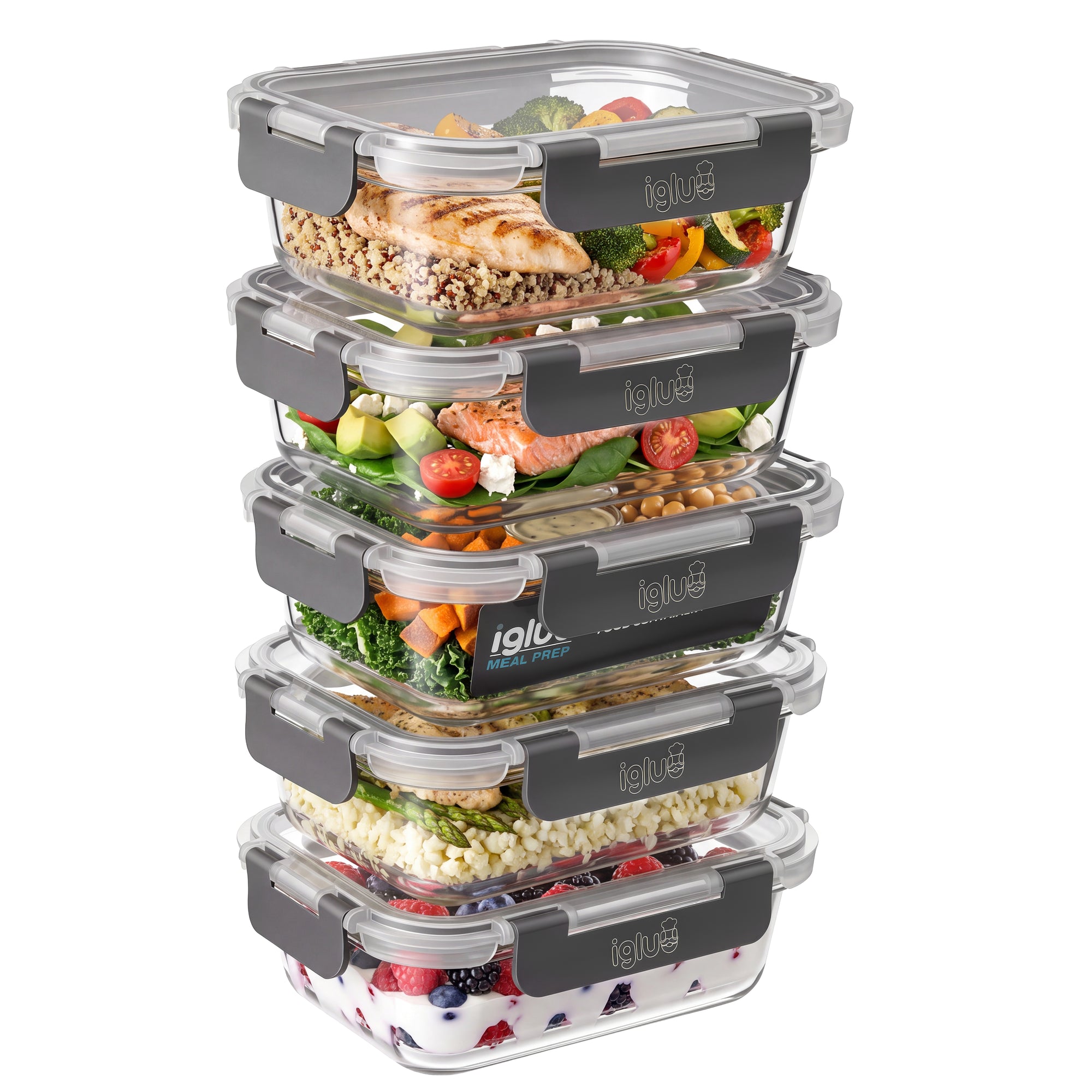 Glass Food Storage Containers with Airtight Lids - 640ml - 5 Pack