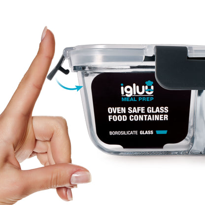 Glasbehälter mit Schnappverschlussdeckel 1050ml - 3er Pack