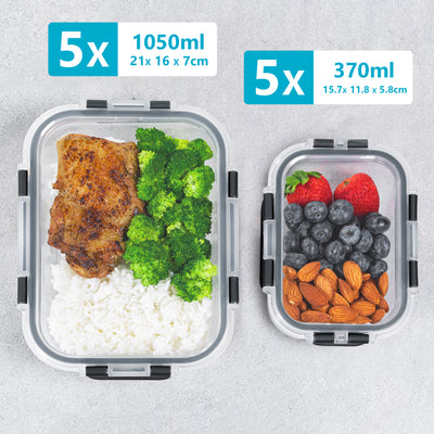 Igluu Meal Prep Glas Lebensmittel Frischhaltedosen 10 Stück