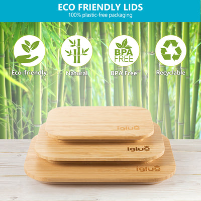 Glass Containers with Bamboo Lids - Set of 3