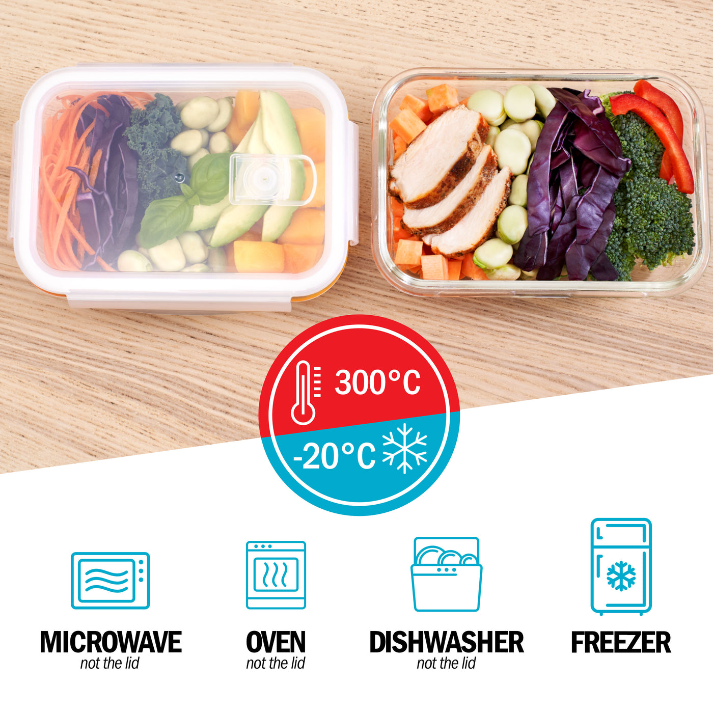 1 Fach Glas Mahlzeit Vorbereitung Container mit Dampf Vent Deckel - 5 Pack + 1 Ersatz-Deckel