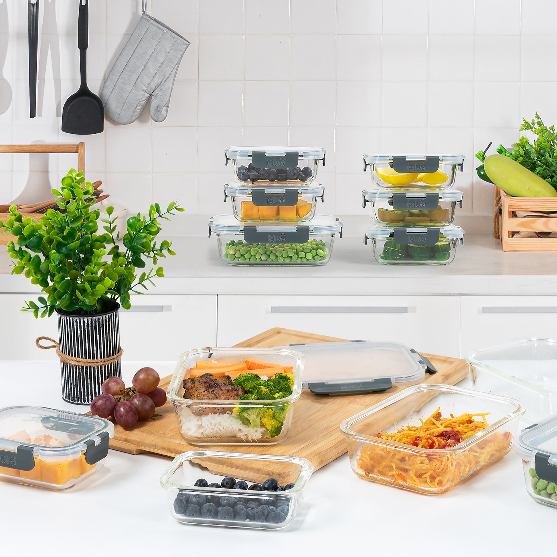 glasmüll aufbewahrung Igluu Meal Prep Glas Lebensmittel Frischhaltedosen 10 Stück