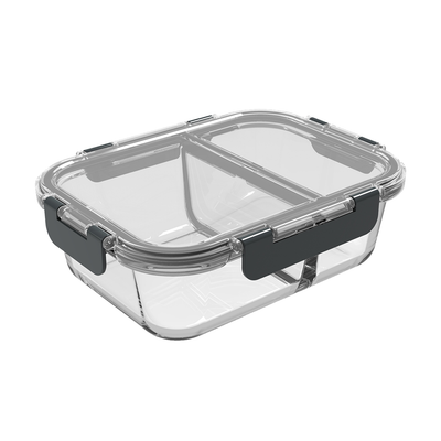 2-Fach-Glasbehälter für Mahlzeiten mit verschließbaren Deckeln - 3er-Pack