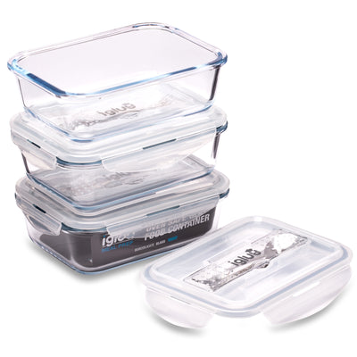 Glasbehälter mit Besteck-Deckel-Fach -3er Pack